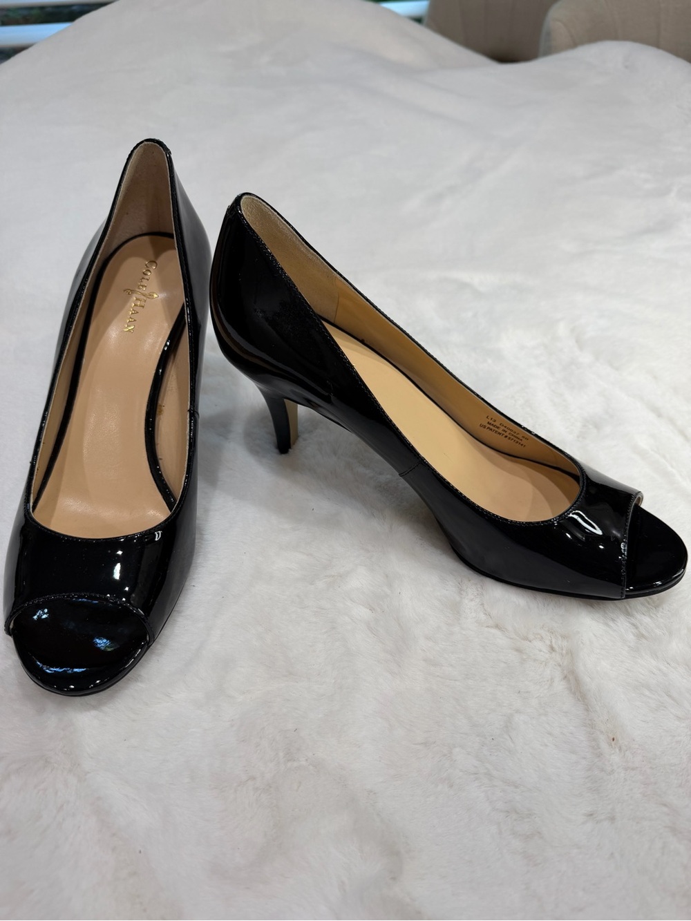 Cole Haan Black Patent Leatger Peep-Toe Nike Air Pump Size 8